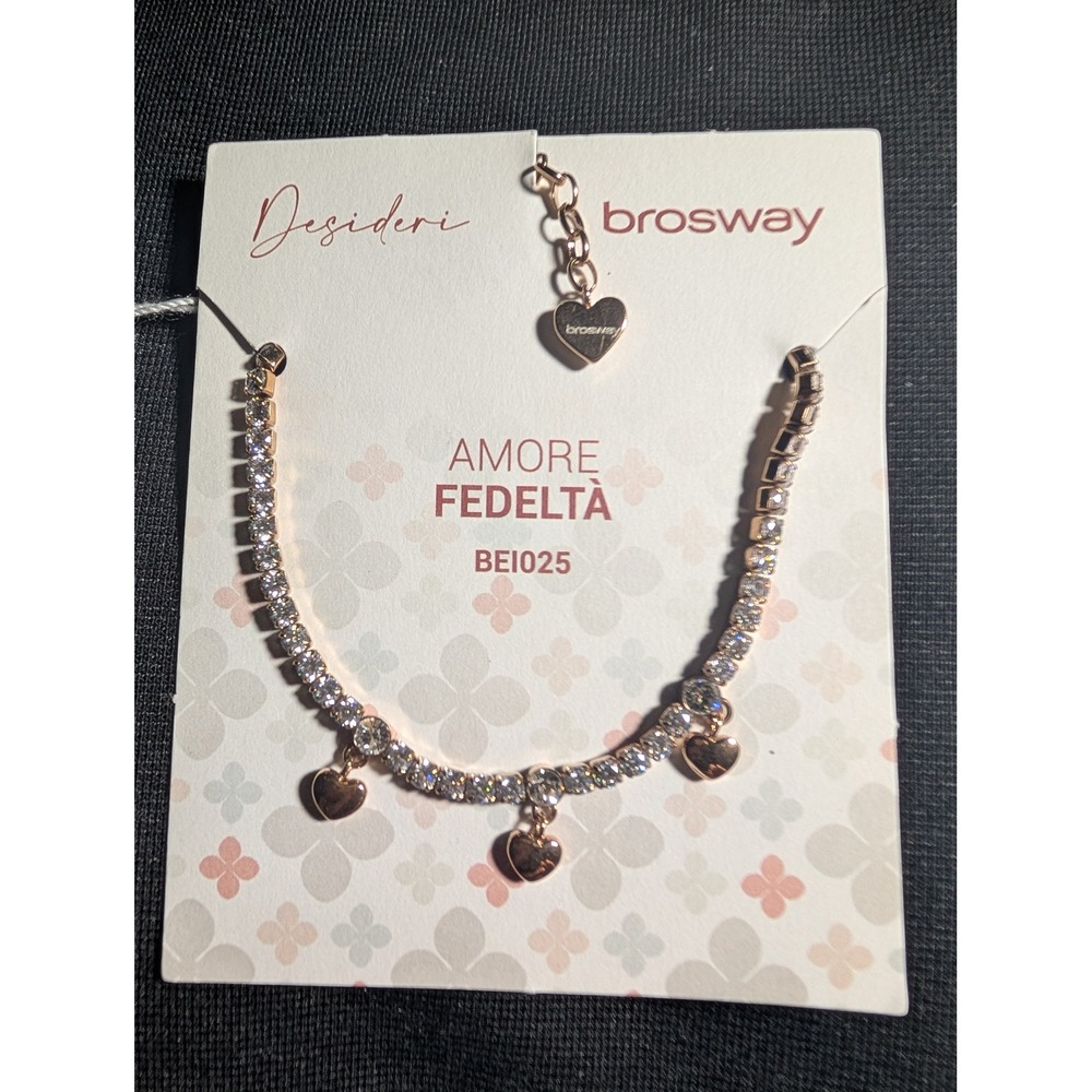 Brosway Desideri Rose Gold Tone Crystal Heart Charm Bracelet MSRP‎ $74